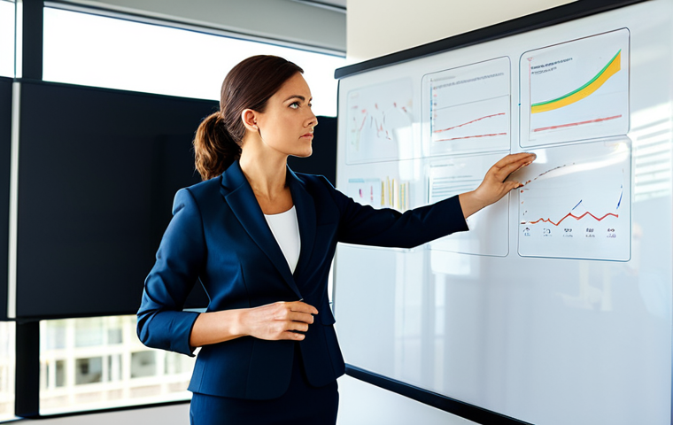 A professional, focused businesswoman, mid-30s, dressed in a modest and tailored dark business suit, standing confidently in a modern, well-lit office space. She is looking intently at a large, interactive digital whiteboard displaying a complex project with clearly categorized priorities (e.g., 'Must Have', 'Should Have', 'Could Have'). Her right hand gestures decisively towards a highlighted section, indicating a strategic choice. The office environment is clean, minimalist, with natural light streaming through large windows, and features subtle Italian design elements. The atmosphere is one of clarity and purpose. Professional photography, high-resolution, sharp focus, vibrant colors, safe for work, appropriate content, fully clothed, professional dress, perfect anatomy, correct proportions, natural pose, well-formed hands, proper finger count, natural body proportions, modest clothing, appropriate attire.