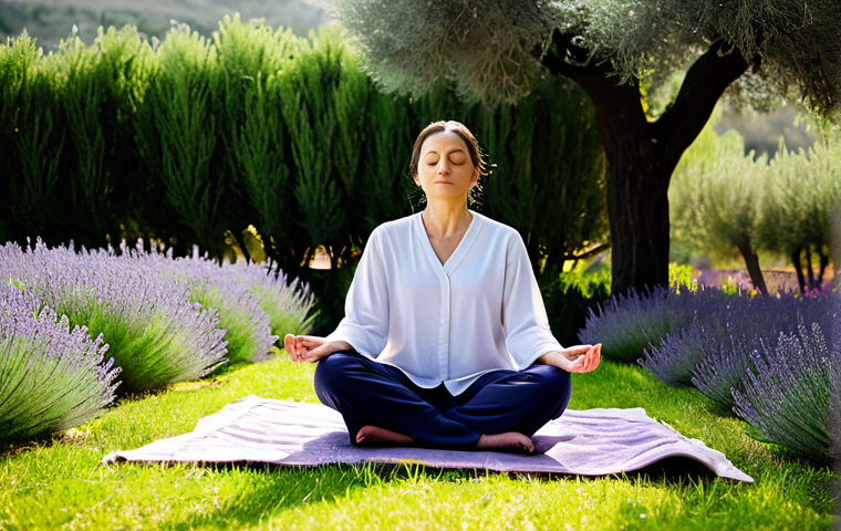 **
"A serene individual meditating in a sunlit Italian garden, fully clothed in comfortable, modest clothing. Focus on inner peace and mindfulness. The background features blooming lavender and olive trees. Soft, natural lighting. safe for work, appropriate content, family-friendly, perfect anatomy, natural pose, professional photography, high quality"
**